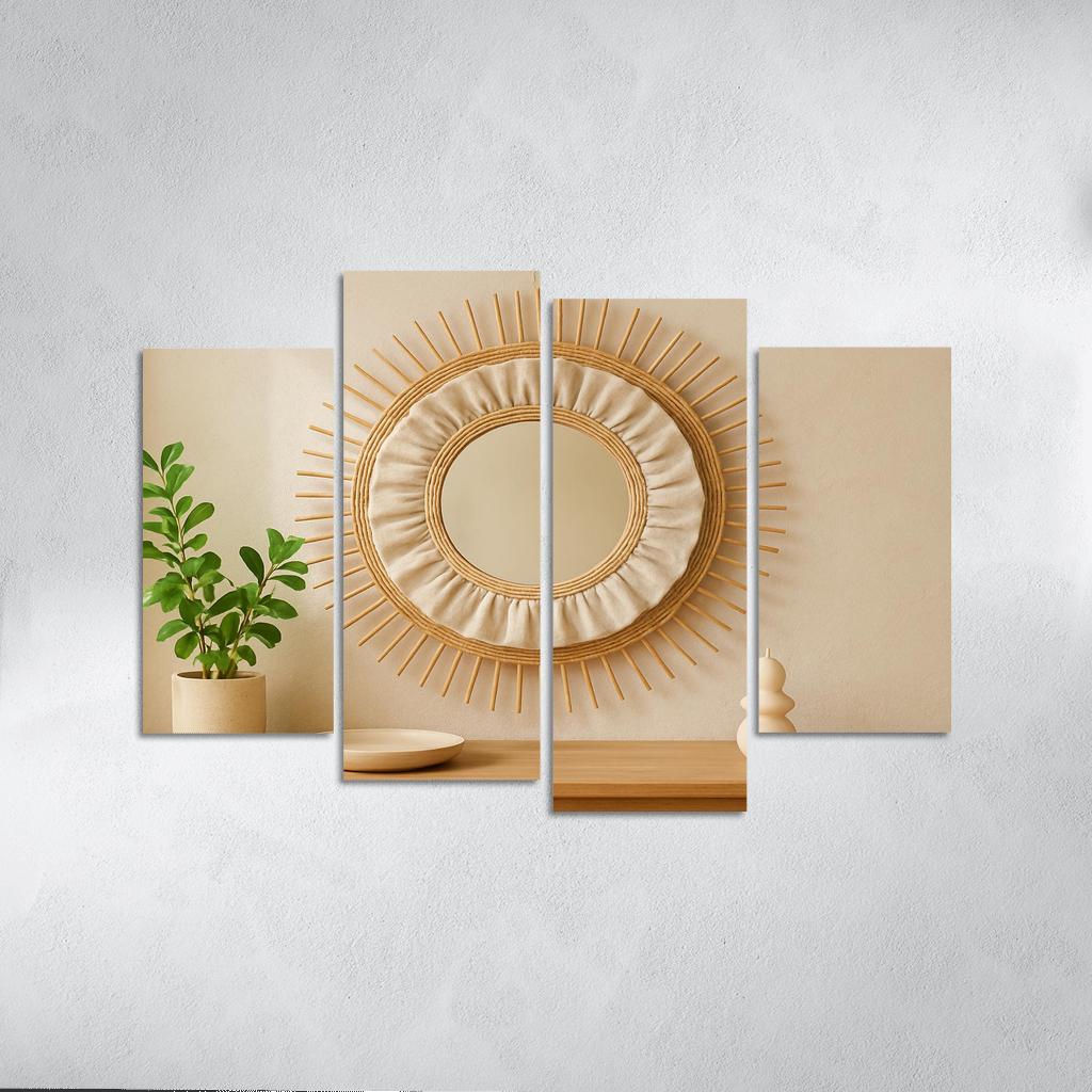 Linen And Rattan Sunburst Mirror modern paintings frame