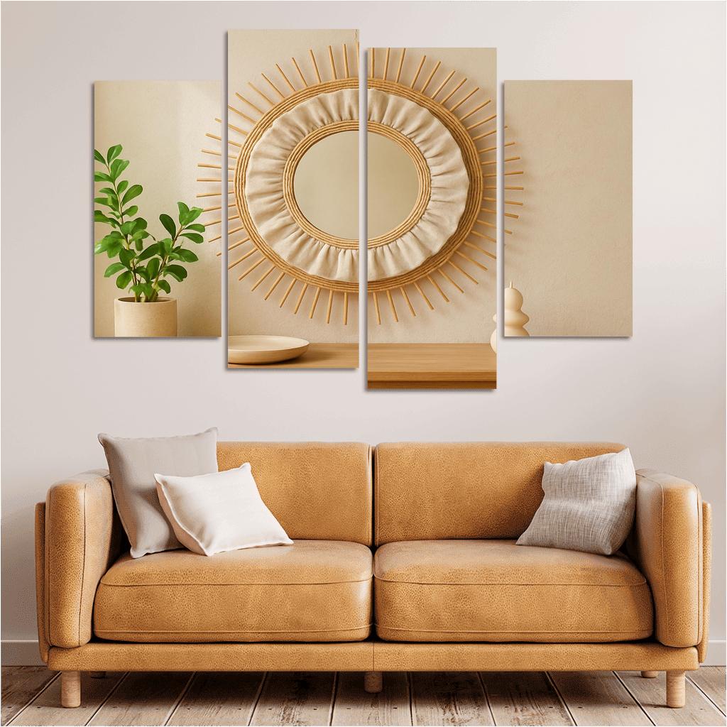 Linen And Rattan Sunburst Mirror modern paintings frame