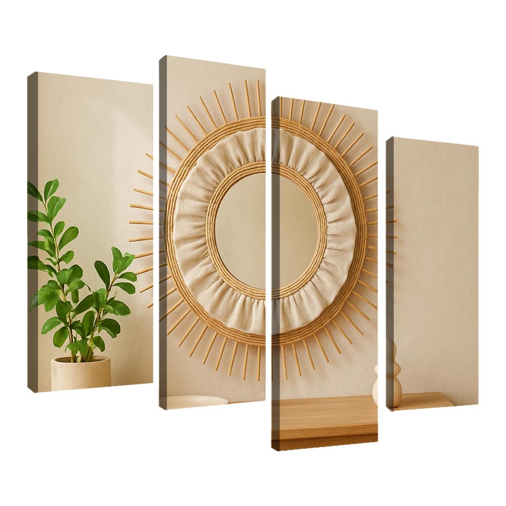 Linen And Rattan Sunburst Mirror modern paintings frame