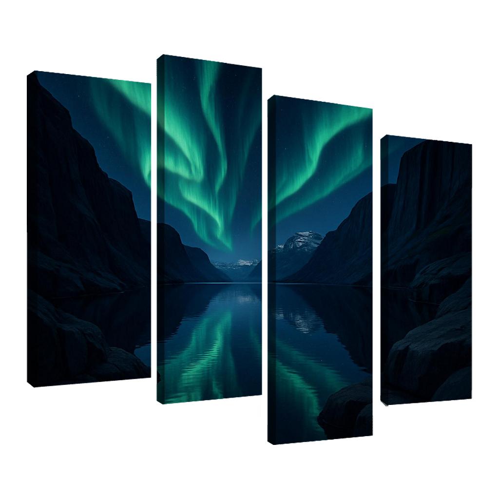 Auroral Ridge Over Glassy Fjord multi-panel paintings