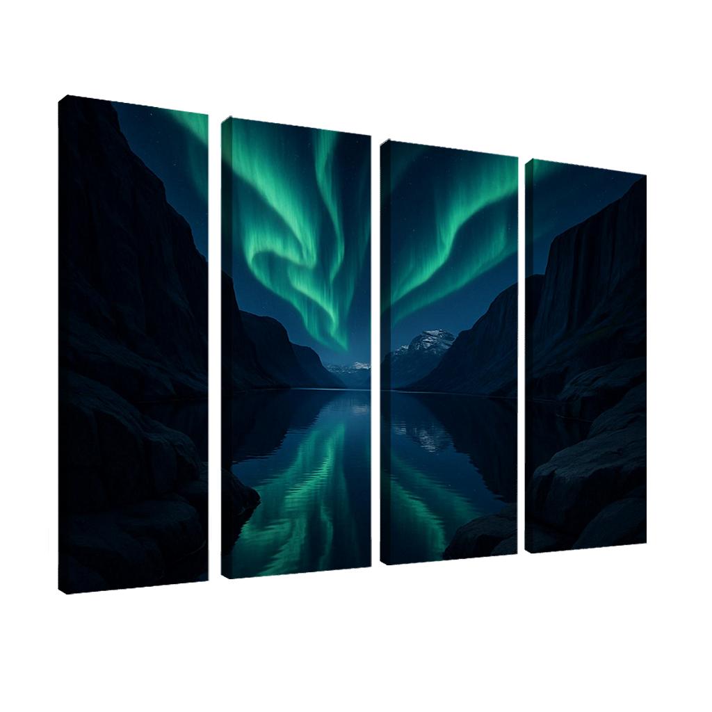 Auroral Ridge Over Glassy Fjord multi-panel paintings