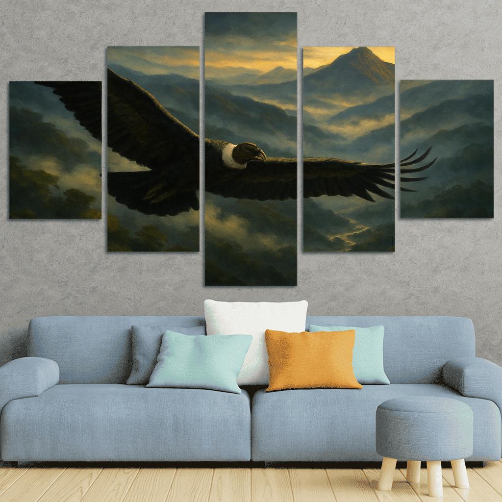 Andean Condor Soaring Above Cloud Forest modern paintings frame