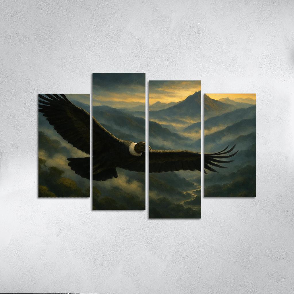 Andean Condor Soaring Above Cloud Forest modern paintings frame
