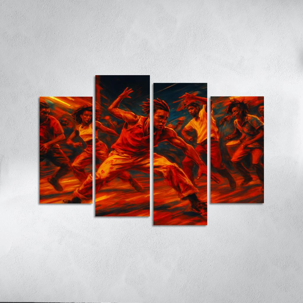 Kuduro Street Ritual multi-panel paintings