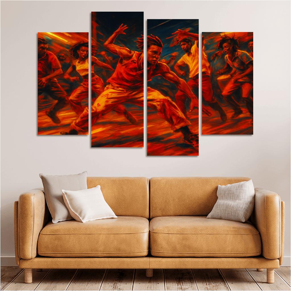 Kuduro Street Ritual multi-panel paintings