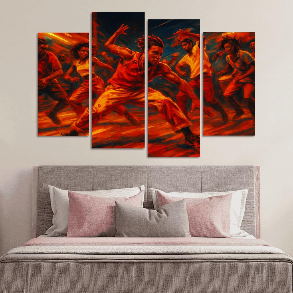 Kuduro Street Ritual multi-panel paintings