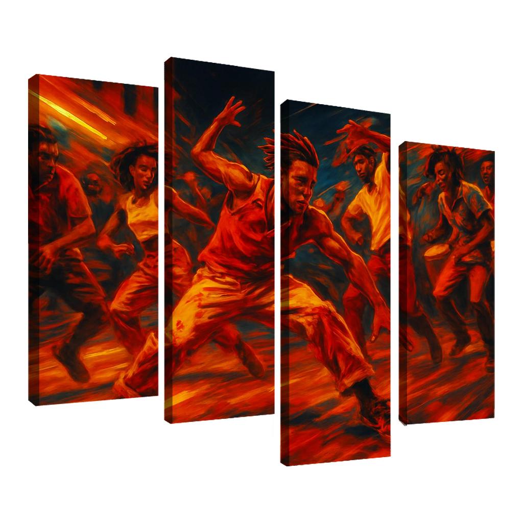Kuduro Street Ritual multi-panel paintings