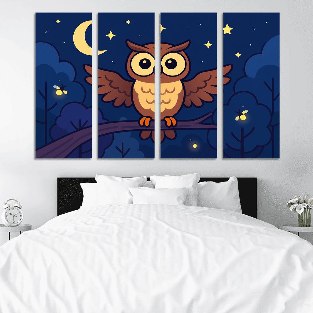Mystical Forest Owl Teaching Night Sky premium artwork frames