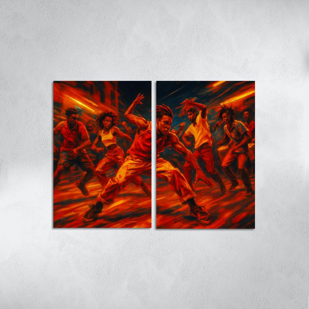 Kuduro Street Ritual multi-panel paintings