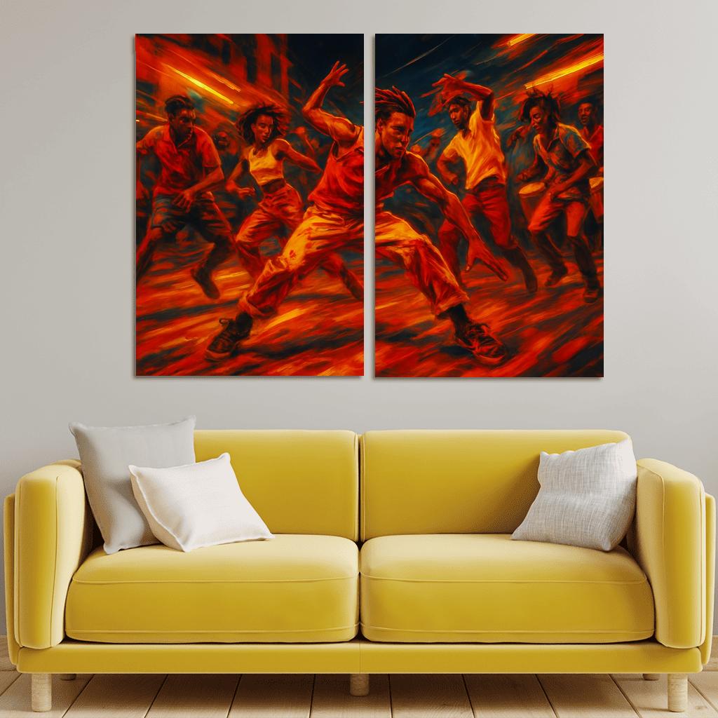 Kuduro Street Ritual multi-panel paintings