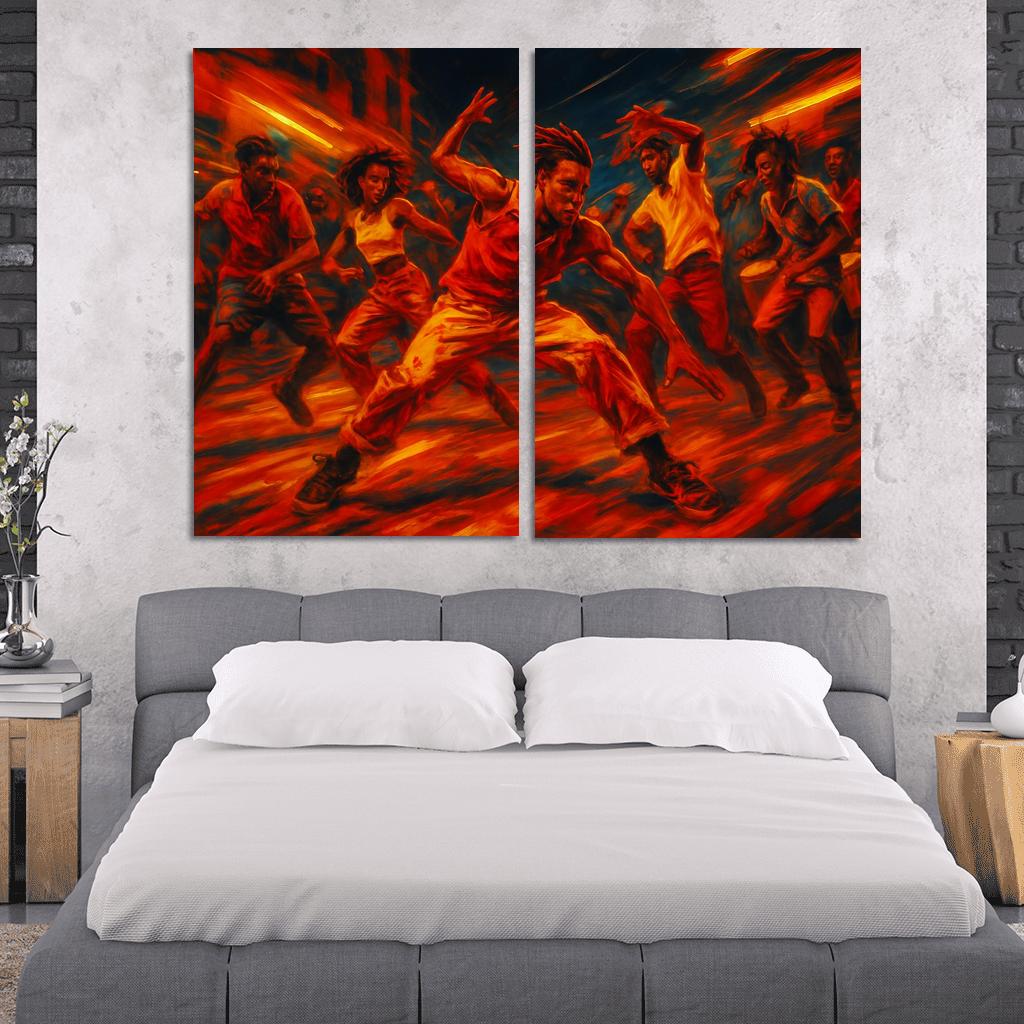 Kuduro Street Ritual multi-panel paintings