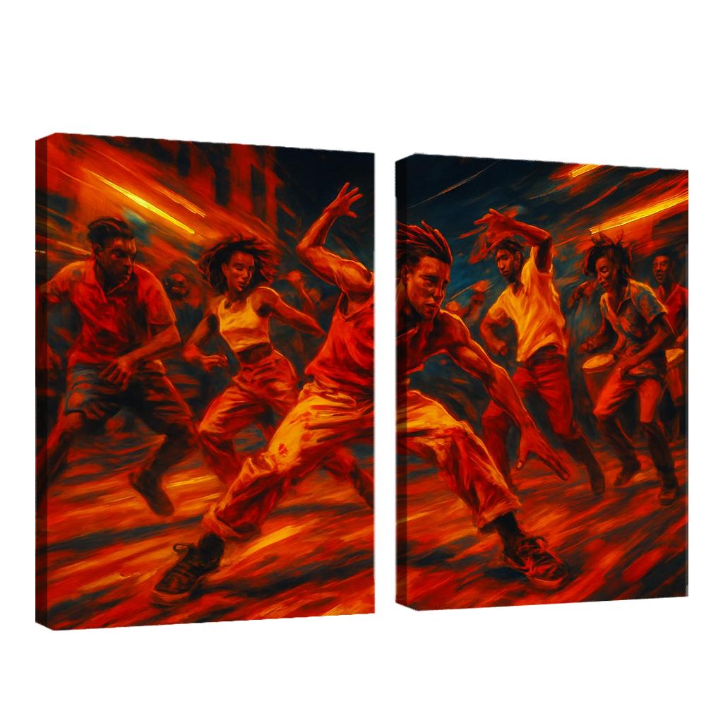 Kuduro Street Ritual multi-panel paintings