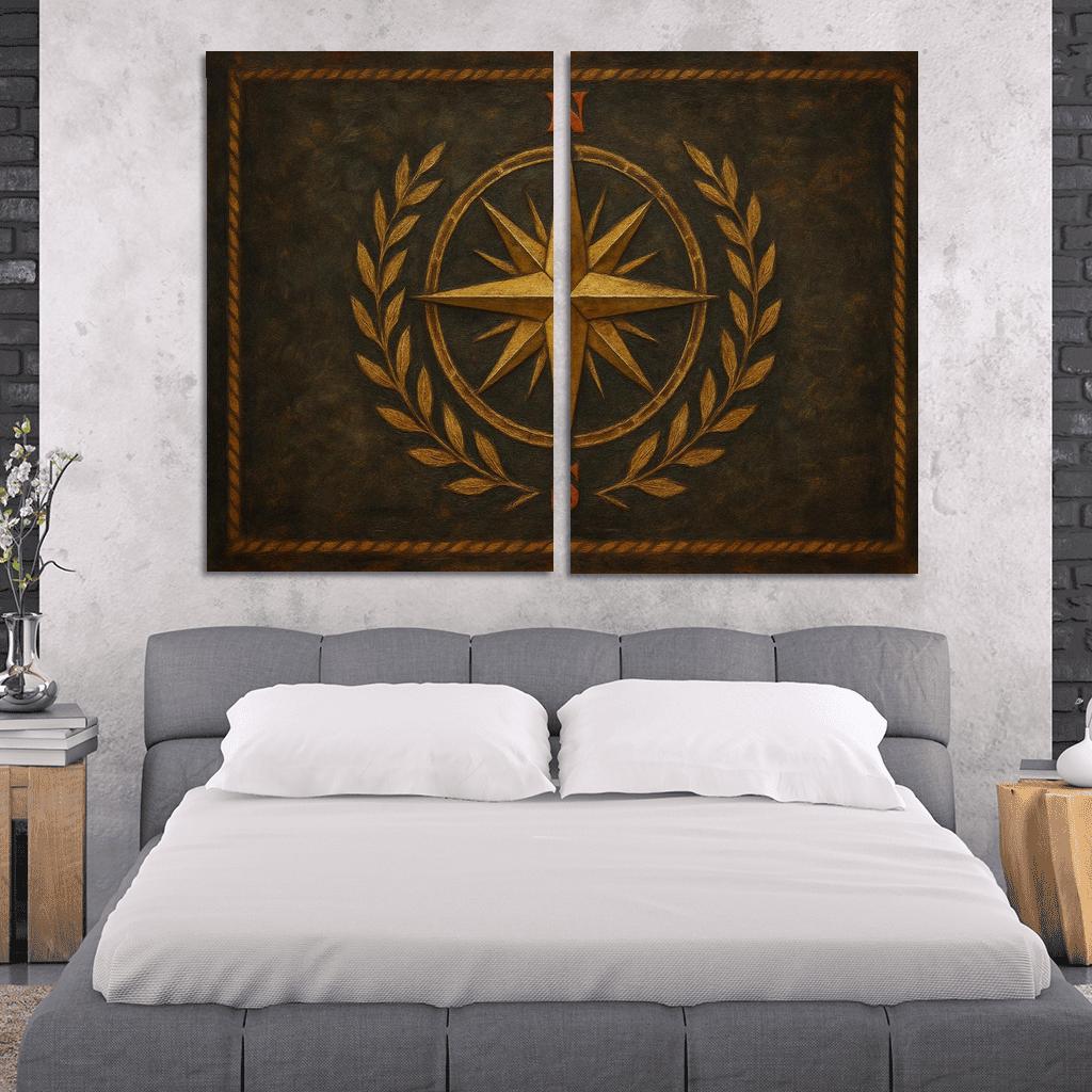 Aureate Compass Historical Merchant Flag canvas paintings frame