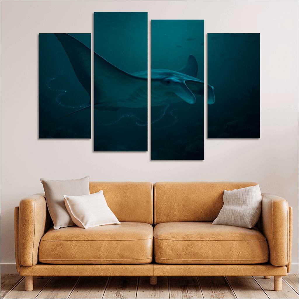 Bioluminescent Manta Ray Ballet oil paintings frame