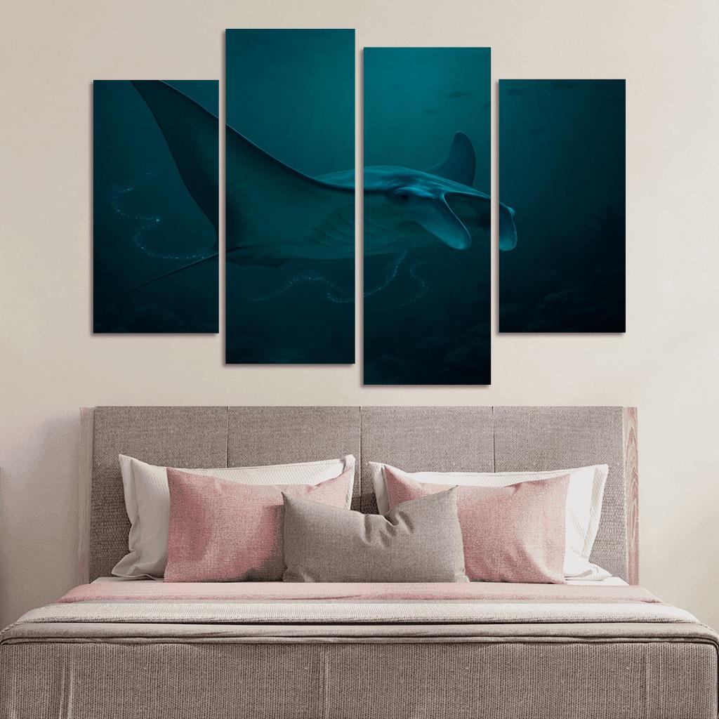 Bioluminescent Manta Ray Ballet oil paintings frame
