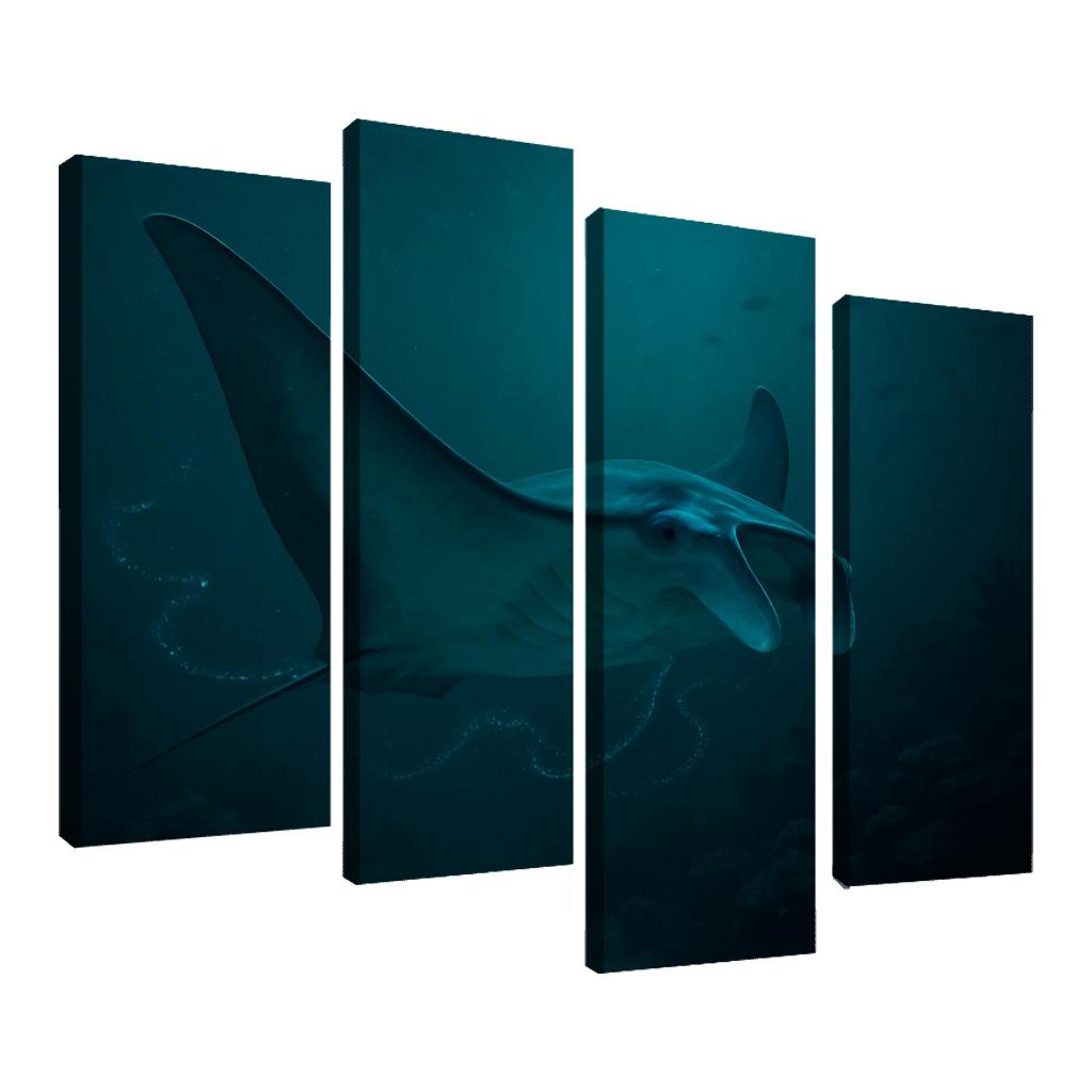 Bioluminescent Manta Ray Ballet oil paintings frame