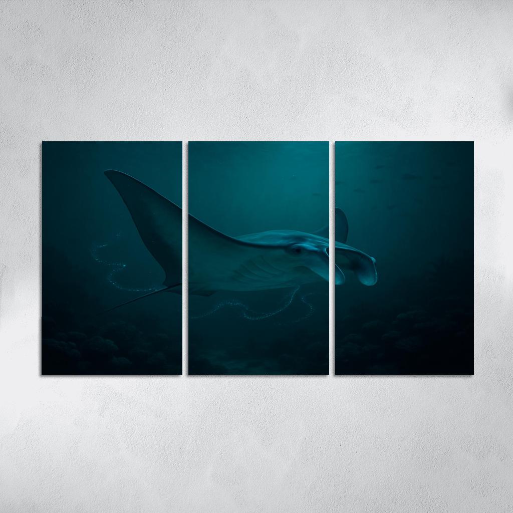 Bioluminescent Manta Ray Ballet oil paintings frame