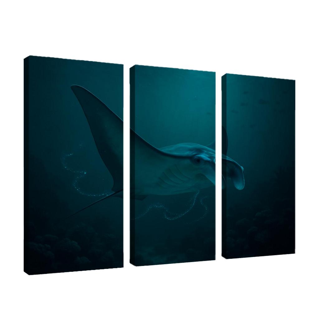 Bioluminescent Manta Ray Ballet oil paintings frame