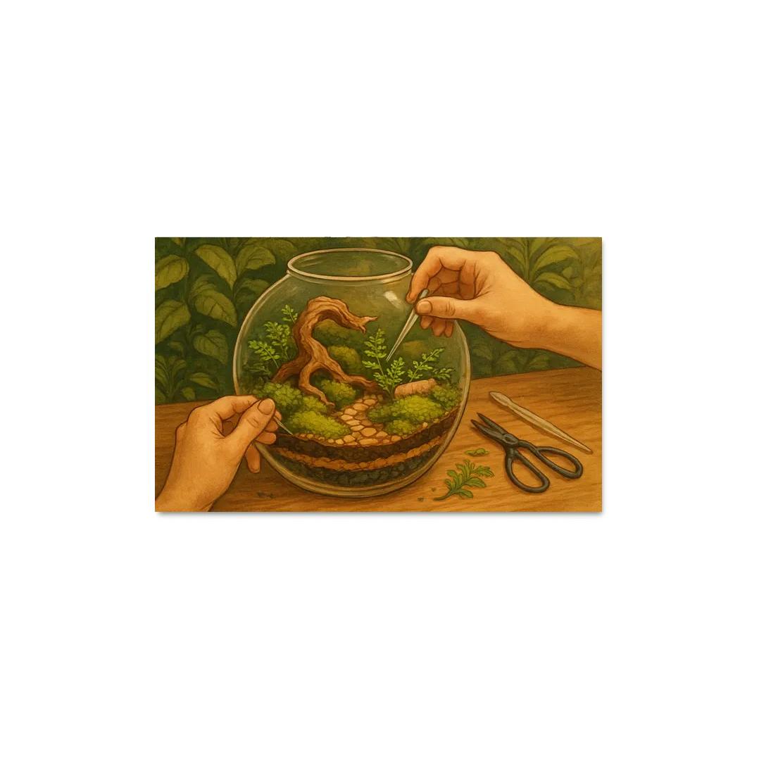 Micro Forest Terrarium Design multi-panel paintings