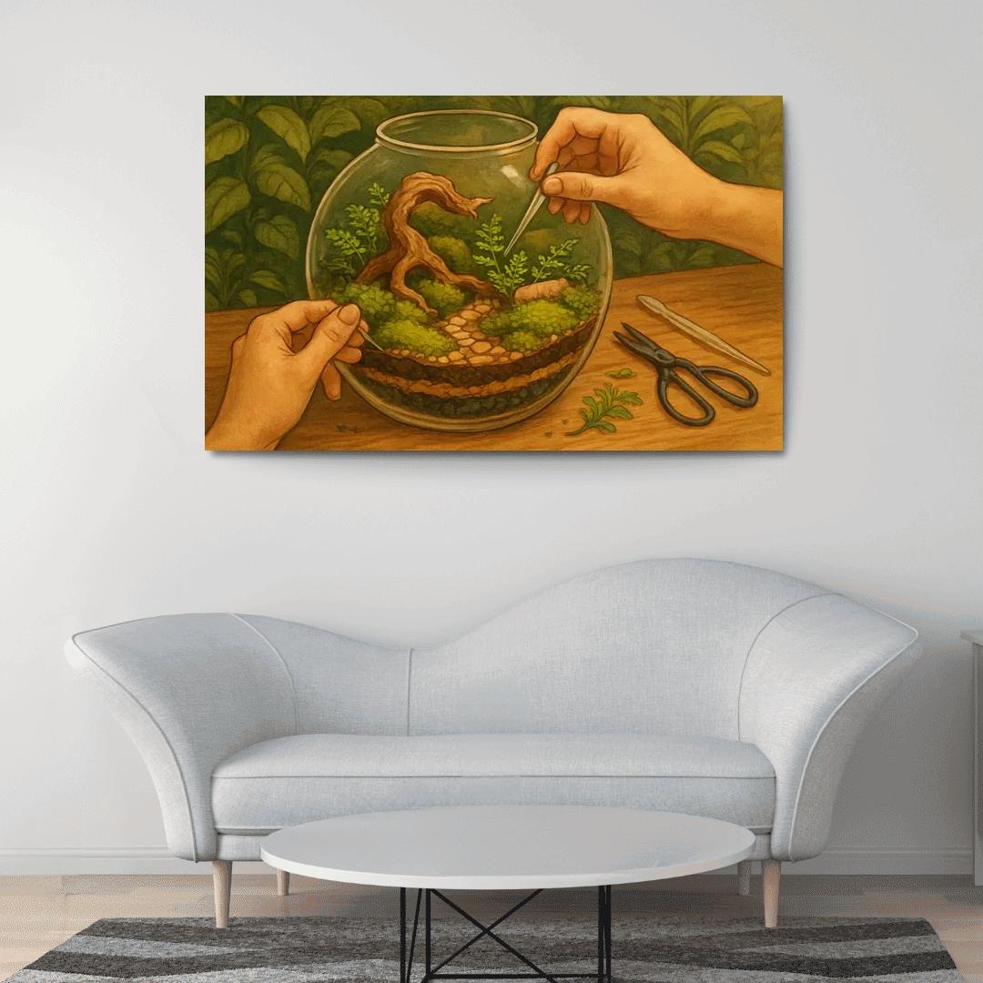 Micro Forest Terrarium Design multi-panel paintings