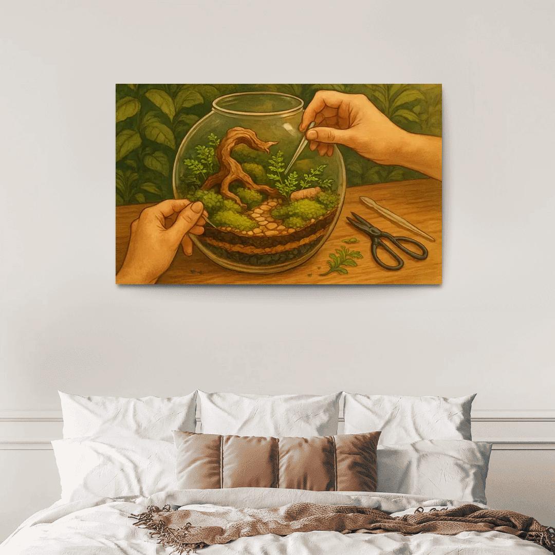 Micro Forest Terrarium Design multi-panel paintings