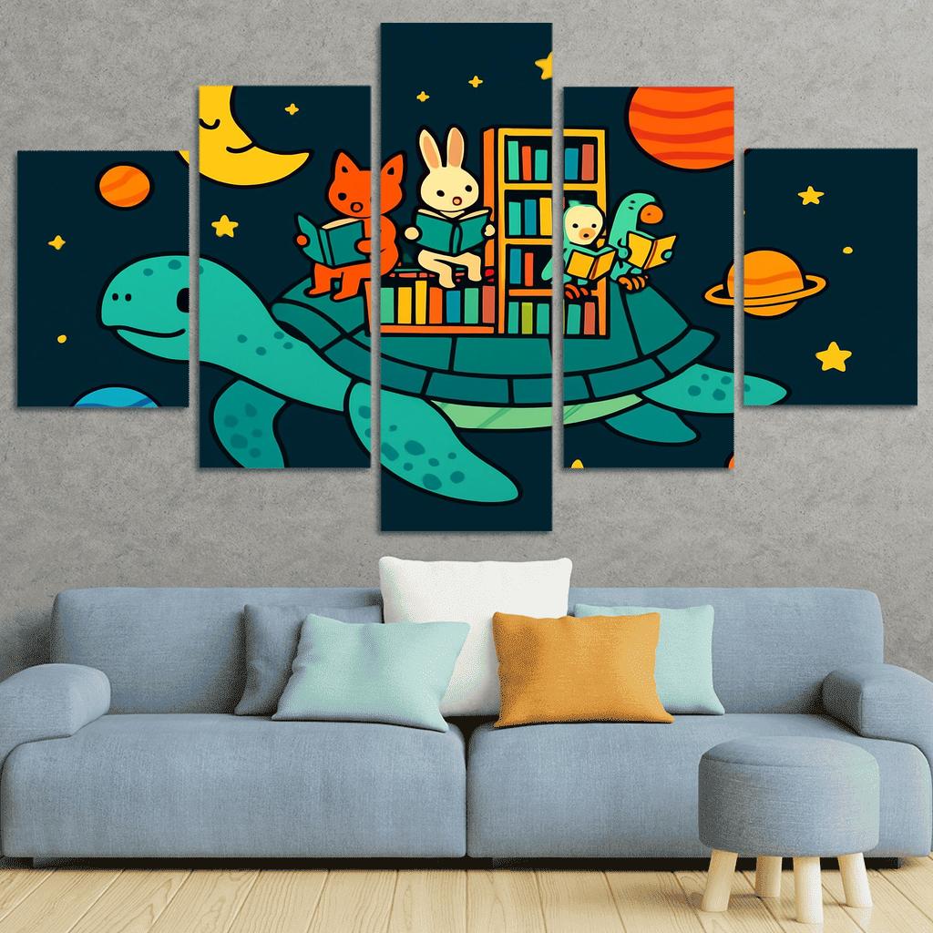 Galaxy Library On The Back Of A Turtle multi-panel paintings