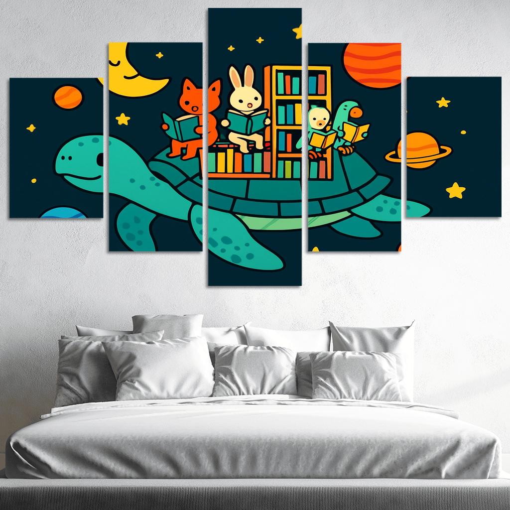 Galaxy Library On The Back Of A Turtle multi-panel paintings