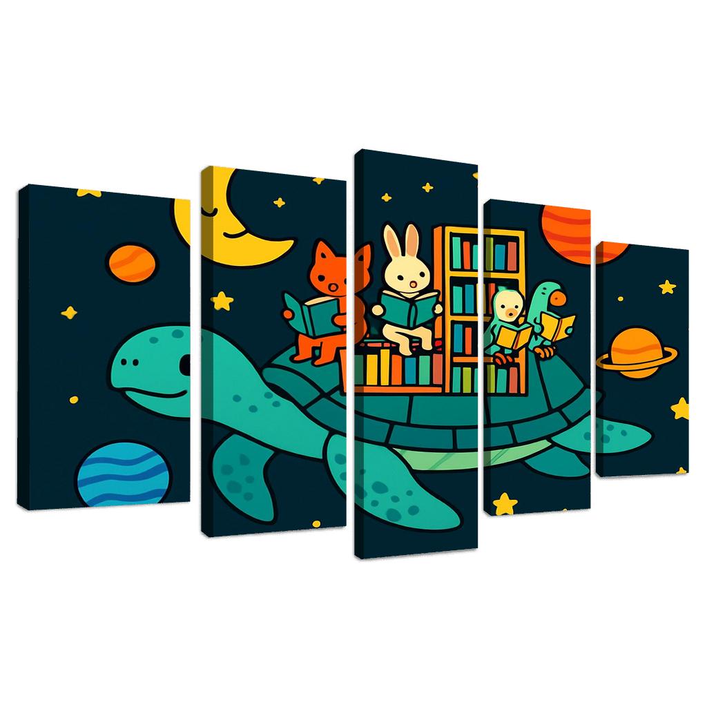 Galaxy Library On The Back Of A Turtle multi-panel paintings
