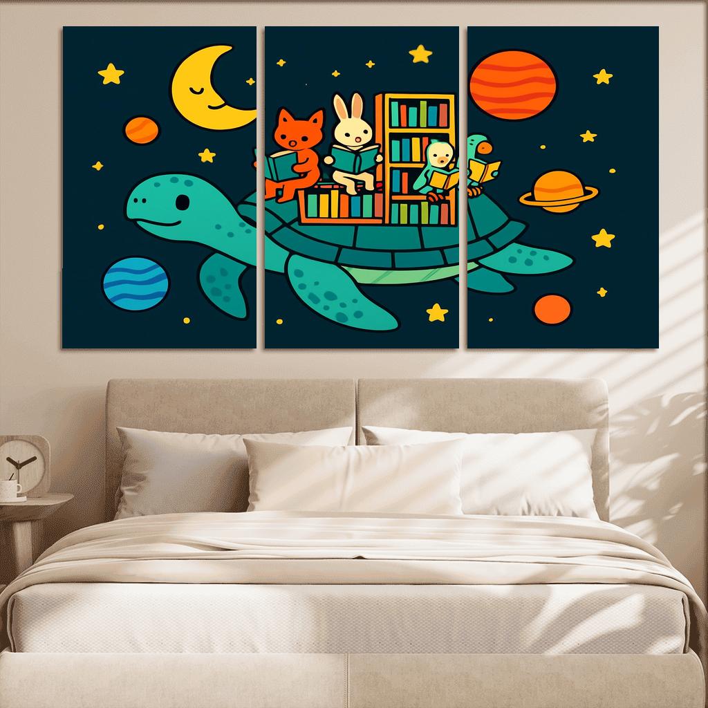 Galaxy Library On The Back Of A Turtle multi-panel paintings