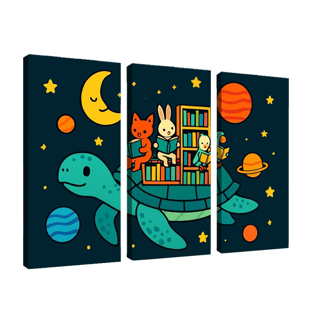 Galaxy Library On The Back Of A Turtle multi-panel paintings