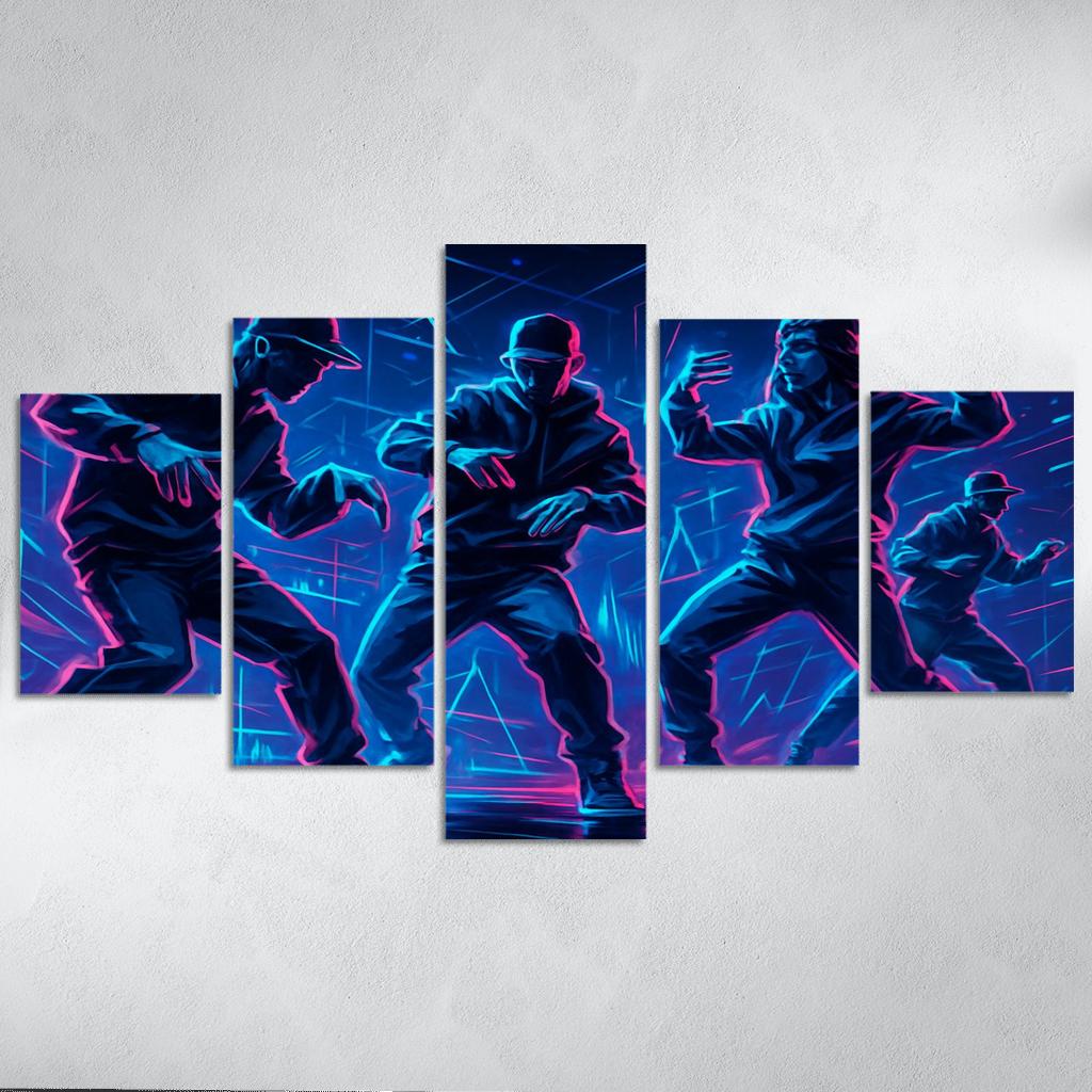 Neon Pulse Cyber Rhythm Dance canvas paintings frame