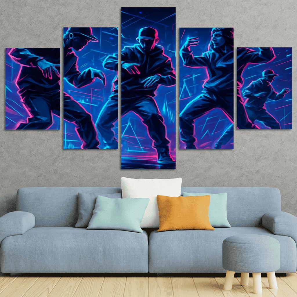 Neon Pulse Cyber Rhythm Dance canvas paintings frame