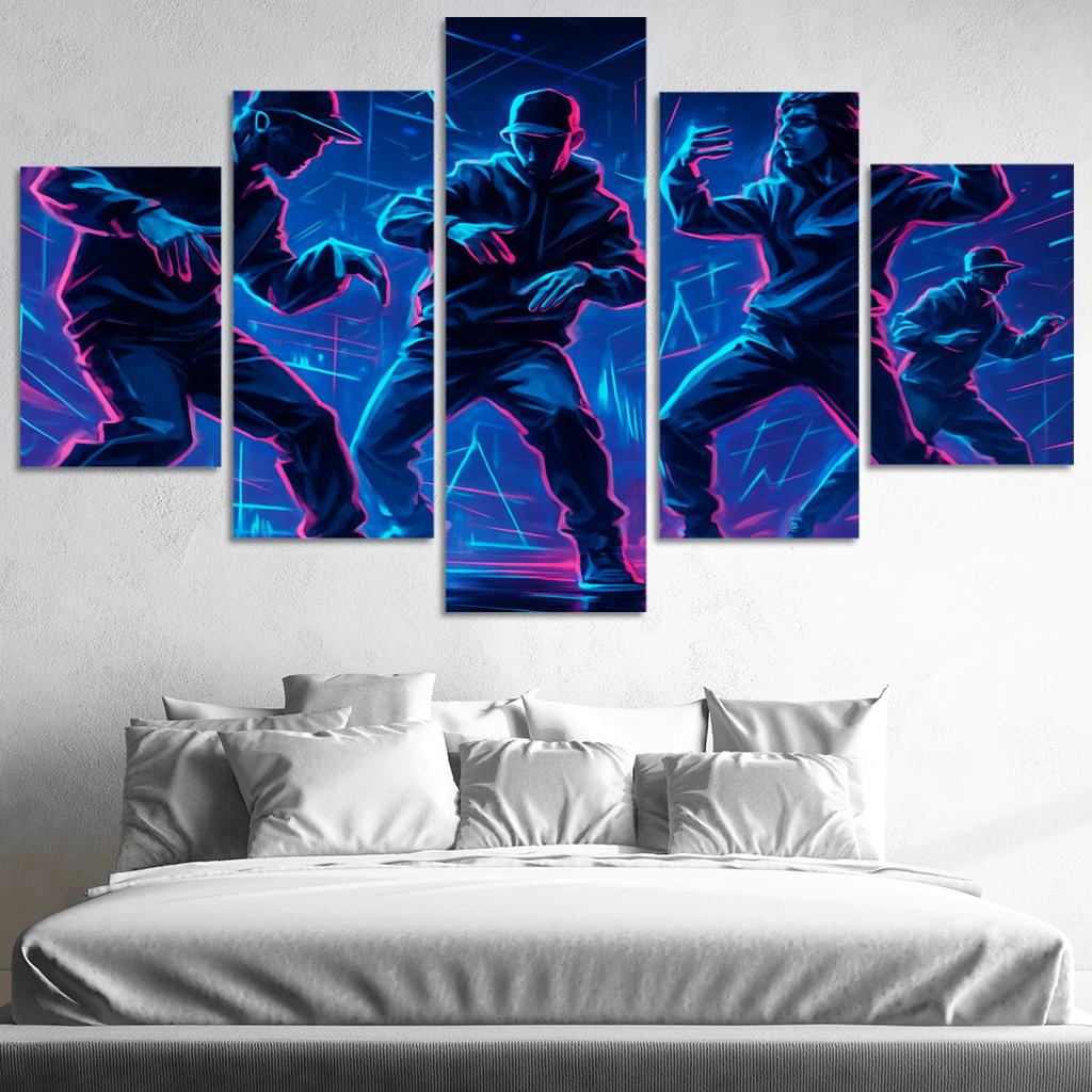 Neon Pulse Cyber Rhythm Dance canvas paintings frame