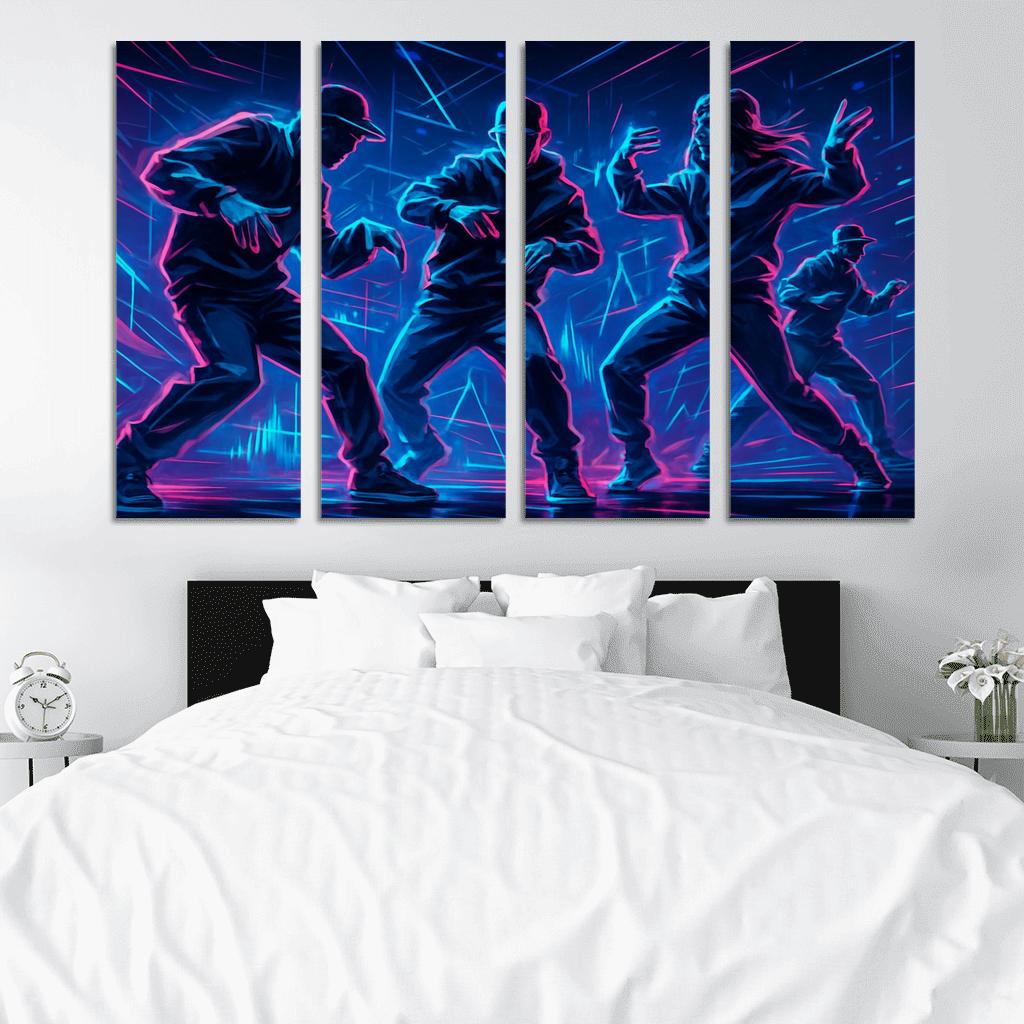 Neon Pulse Cyber Rhythm Dance canvas paintings frame