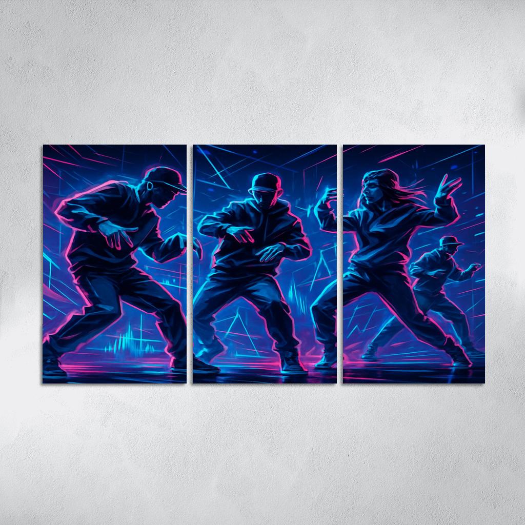 Neon Pulse Cyber Rhythm Dance canvas paintings frame