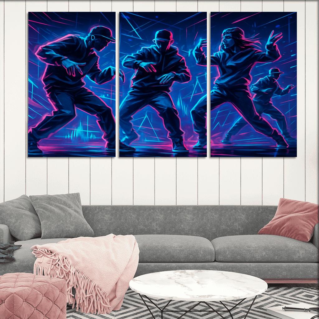 Neon Pulse Cyber Rhythm Dance canvas paintings frame