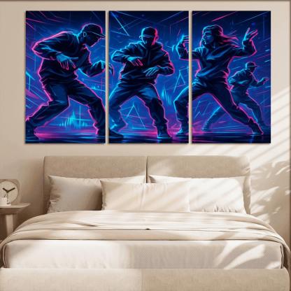 Neon Pulse Cyber Rhythm Dance canvas paintings frame