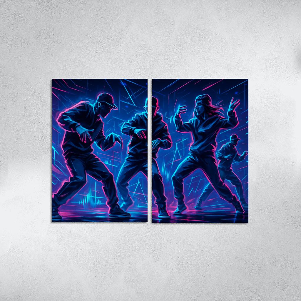 Neon Pulse Cyber Rhythm Dance canvas paintings frame