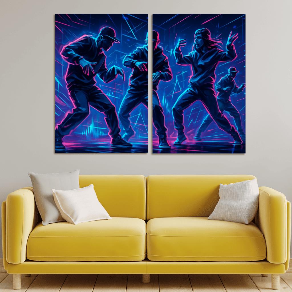 Neon Pulse Cyber Rhythm Dance canvas paintings frame