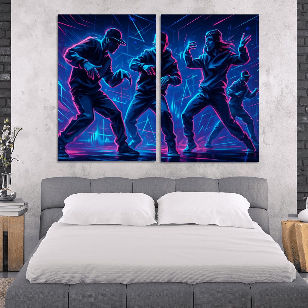 Neon Pulse Cyber Rhythm Dance canvas paintings frame