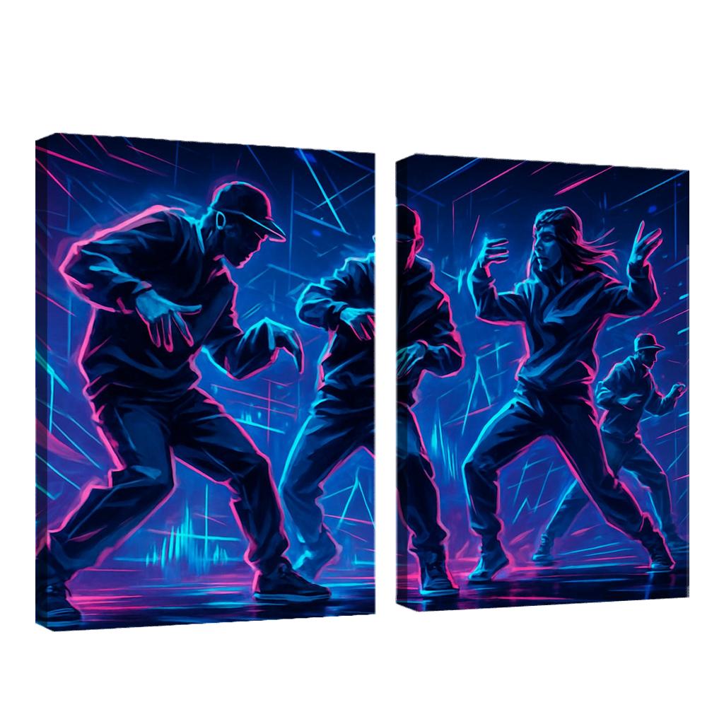 Neon Pulse Cyber Rhythm Dance canvas paintings frame