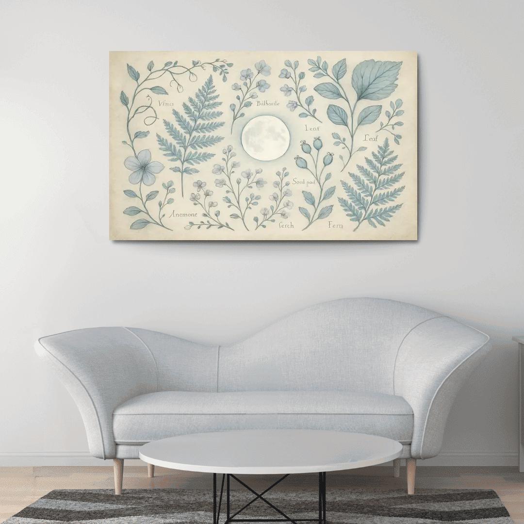 Moonlit Herbarium Dreams framed paintings