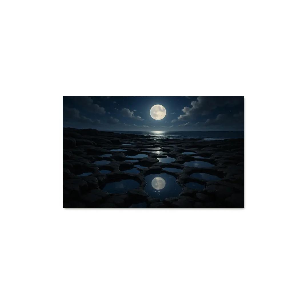 Celestial Reflections Over Obsidian Tidal Pools multi-panel paintings