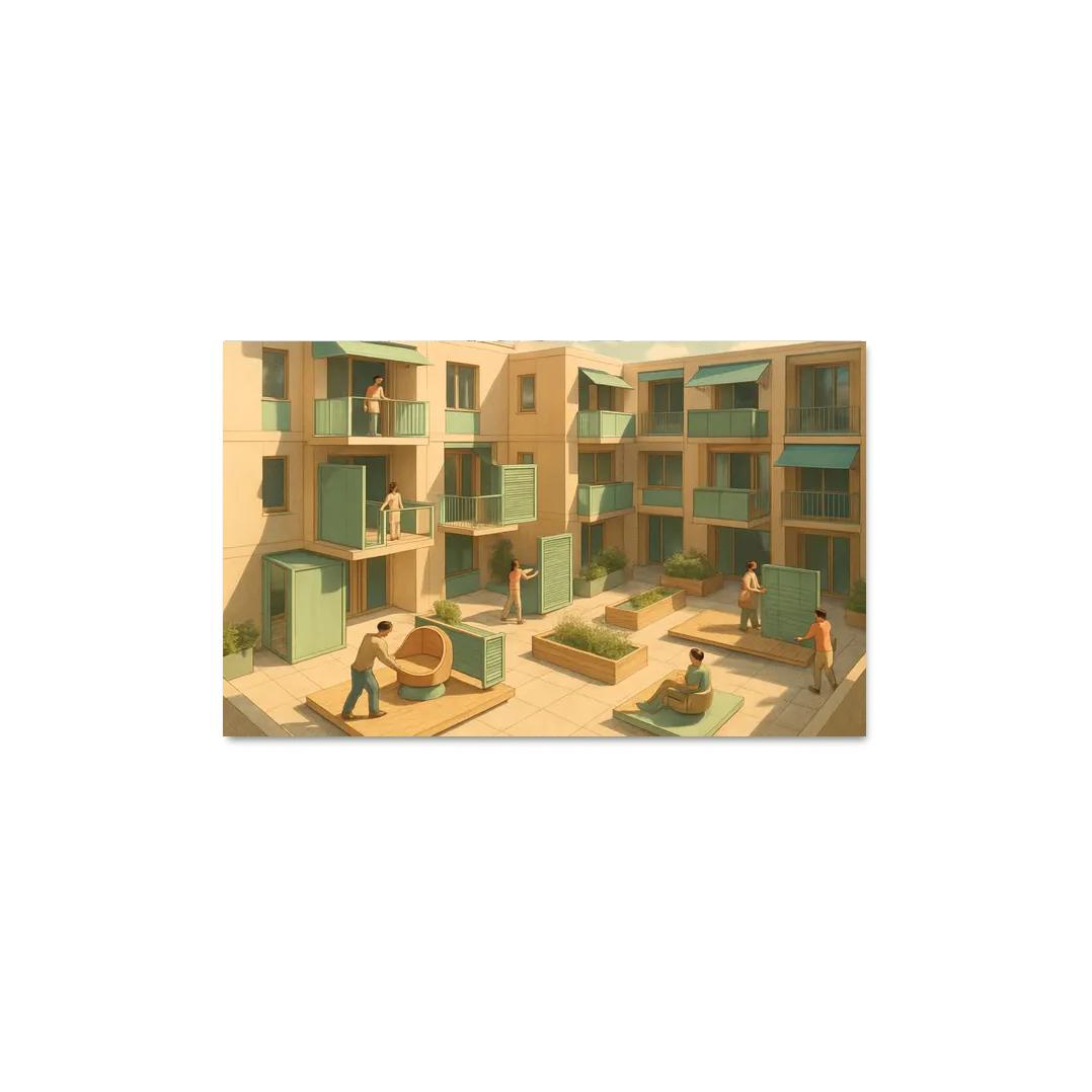 Kinetic Courtyard Living oil paintings frame