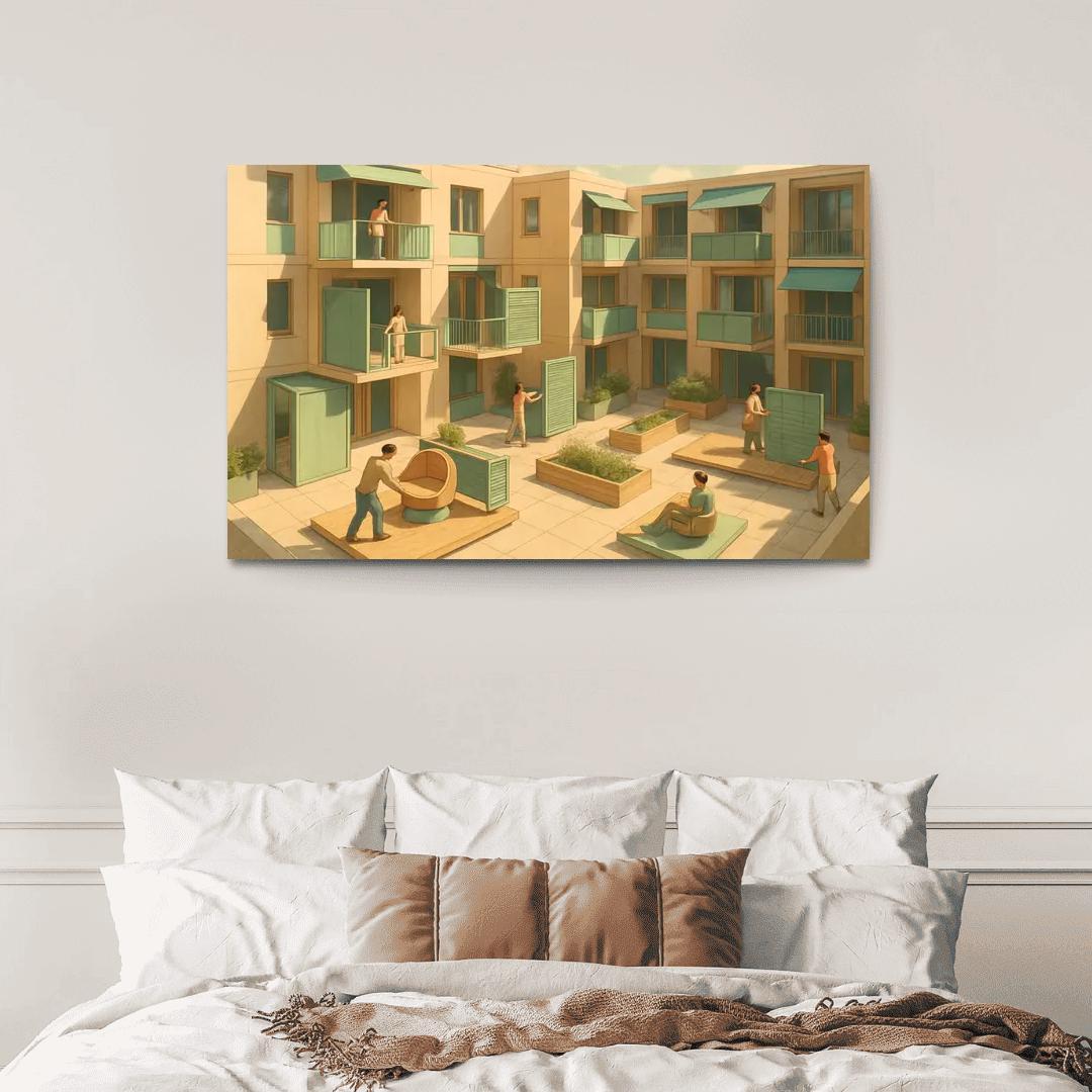 Kinetic Courtyard Living oil paintings frame