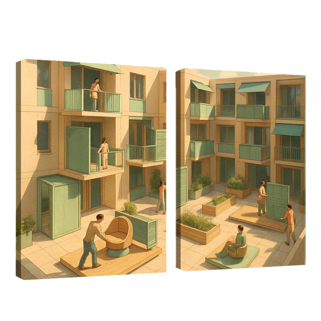 Kinetic Courtyard Living oil paintings frame