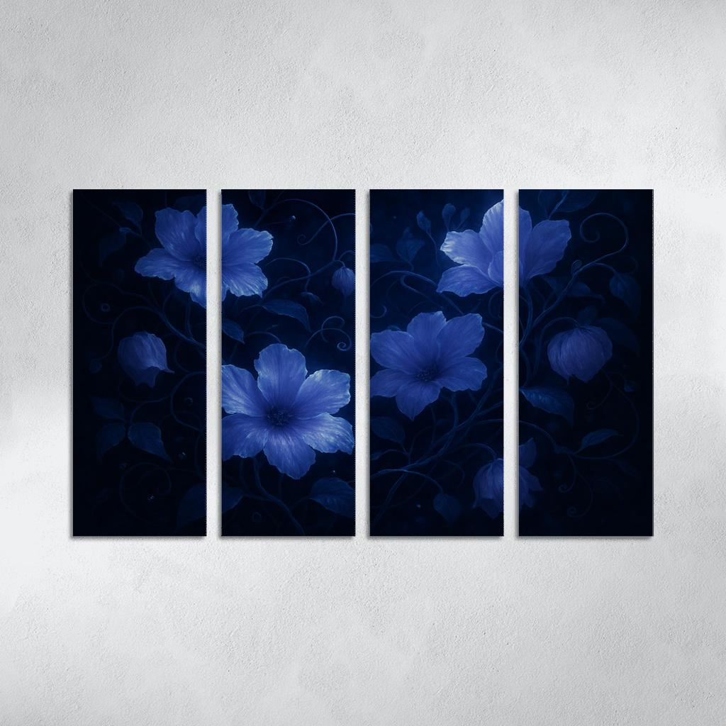 Nocturnal Luminescent Petal Constellation multi-panel paintings