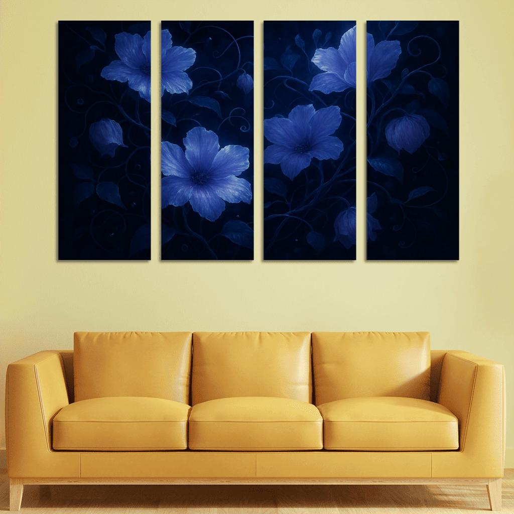 Nocturnal Luminescent Petal Constellation multi-panel paintings