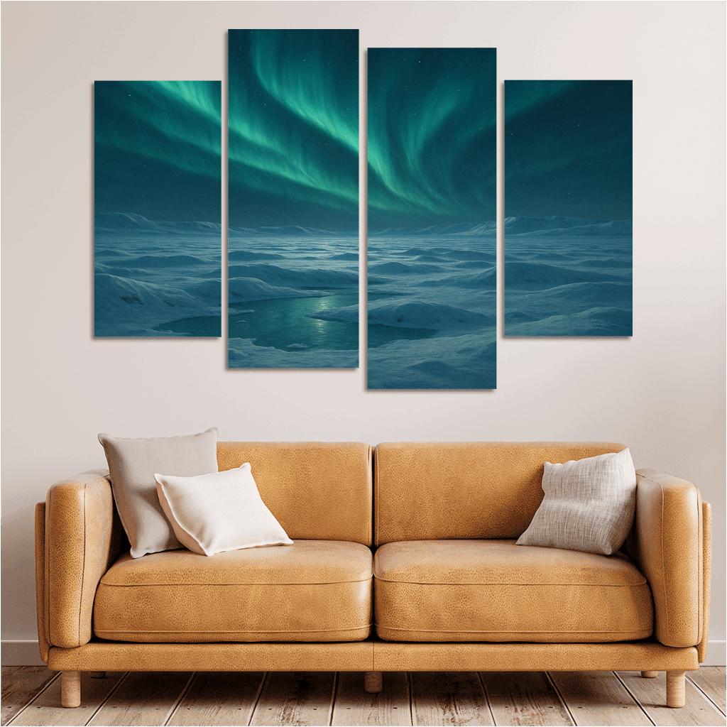 Celestial Aurora Above Frosted Tundra wall decor