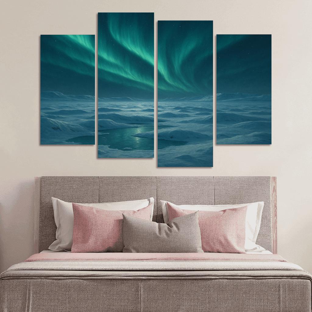 Celestial Aurora Above Frosted Tundra wall decor